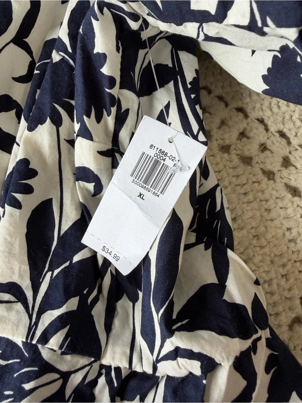 NWT Old Navy Women's Navy Floral Tie-Waist wrap Blouse XL capsule classic